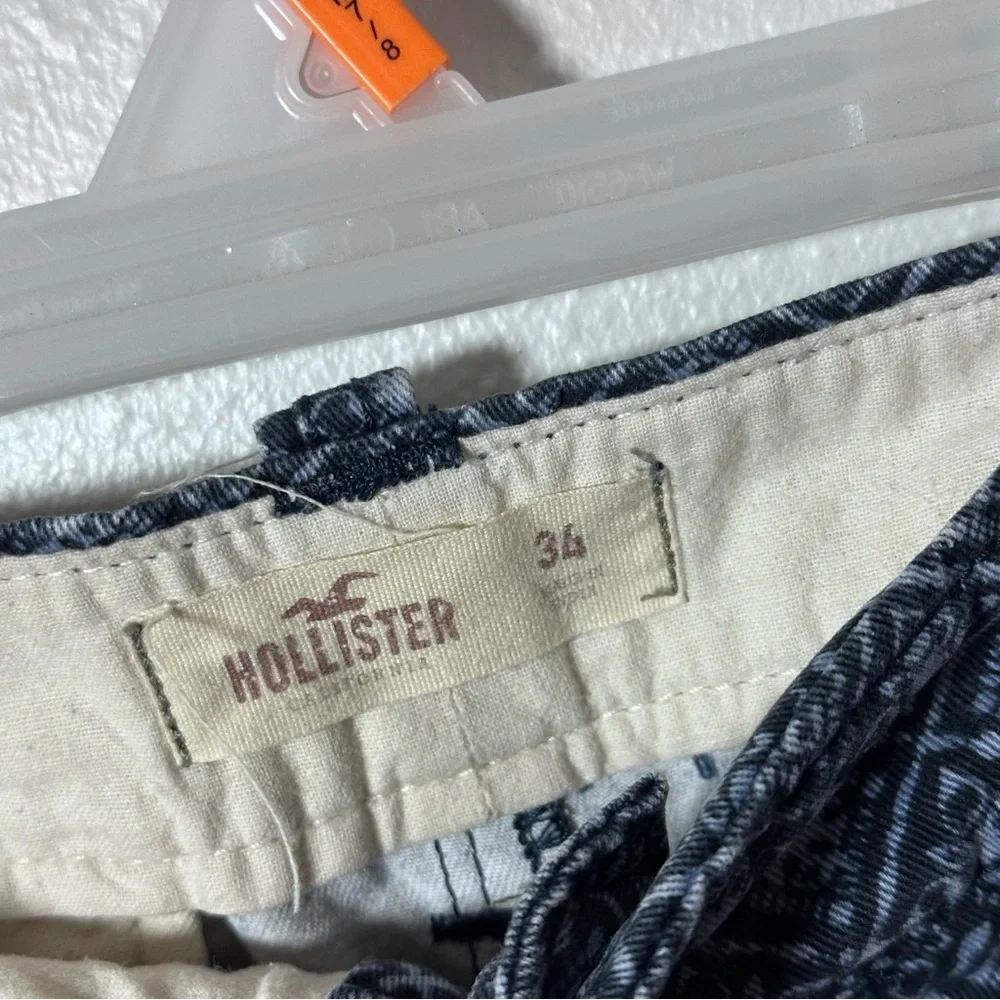 Hollister Men Blue Print Chino Casual Shorts Size‎ 34
